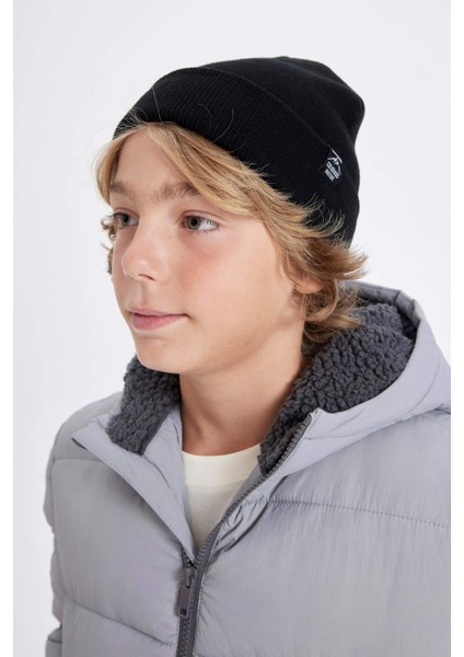 Erkek Çocuk Dokuma Etiketli Triko Bere