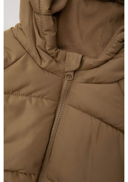 Erkek Bebek Su Geçirmez Ribana Kollu Kapüşonlu Polar Astar Fermuarlı Cepli Şişme Mont A2212A524WN