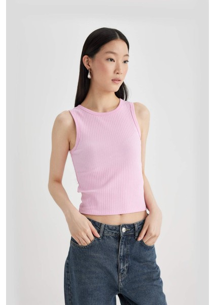 Slim Fit Dar Kesim Halter Yaka Fitilli Kaşkorse Atlet A8859AX24SP
