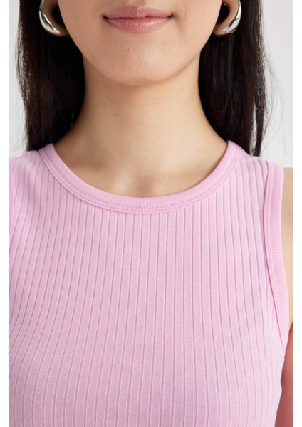 Slim Fit Dar Kesim Halter Yaka Fitilli Kaşkorse Atlet A8859AX24SP
