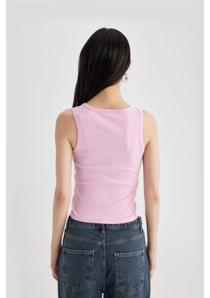 Slim Fit Dar Kesim Halter Yaka Fitilli Kaşkorse Atlet A8859AX24SP