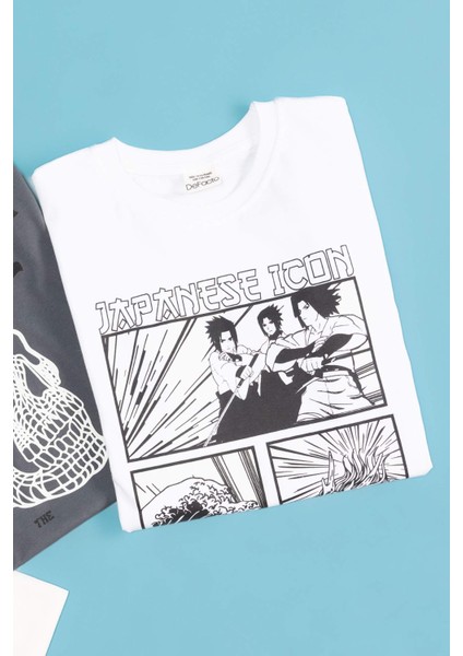 Erkek Çocuk Bisiklet Yaka Renk Şekil Değiştiren Baskılı Kısa Kollu Tişört C6260A824HS