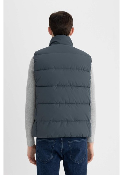 Su İtici Slim Fit Şişme Yelek Dar Kesim Dik Yaka Fermuarlı Cepli C5630AX24WN