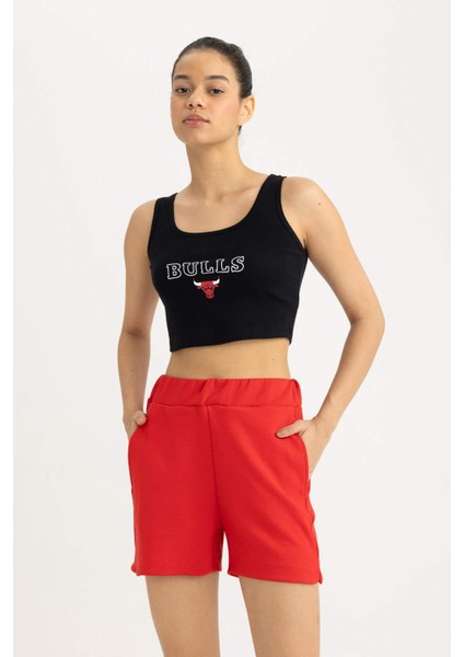 Fit NBA Chicago Bulls Crop Bisiklet Yaka Atlet B9961AX24SM