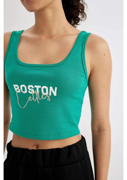 Fit NBA Boston Celtics Crop Bisiklet Yaka Ribana Atlet C4915AX24SM