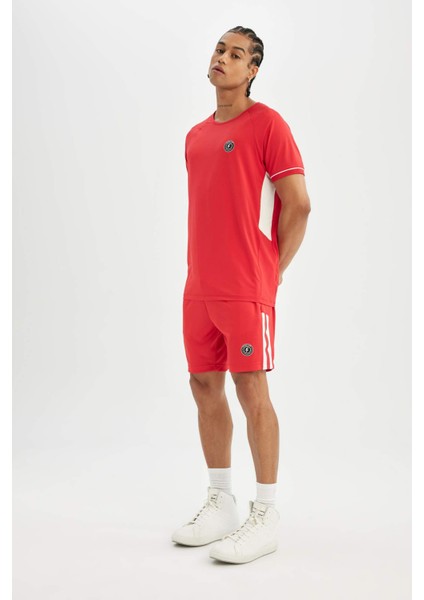 Fit Standart Fit Baskılı Sporcu Kısa Paça Ağır Kumaş Şort