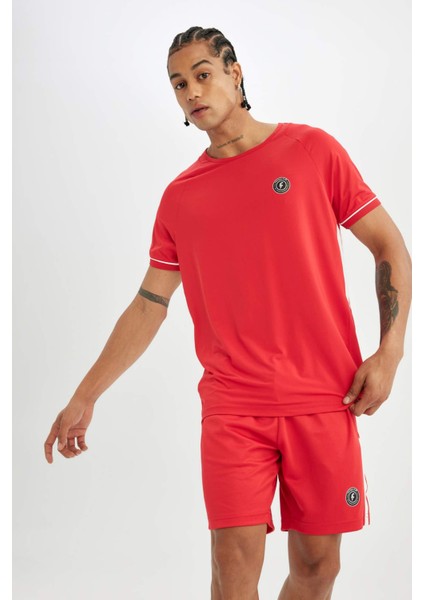 Fit Standart Fit Baskılı Sporcu Kısa Paça Ağır Kumaş Şort