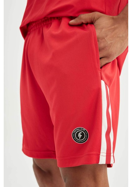 Fit Standart Fit Baskılı Sporcu Kısa Paça Ağır Kumaş Şort