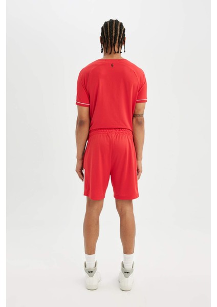 Fit Standart Fit Baskılı Sporcu Kısa Paça Ağır Kumaş Şort