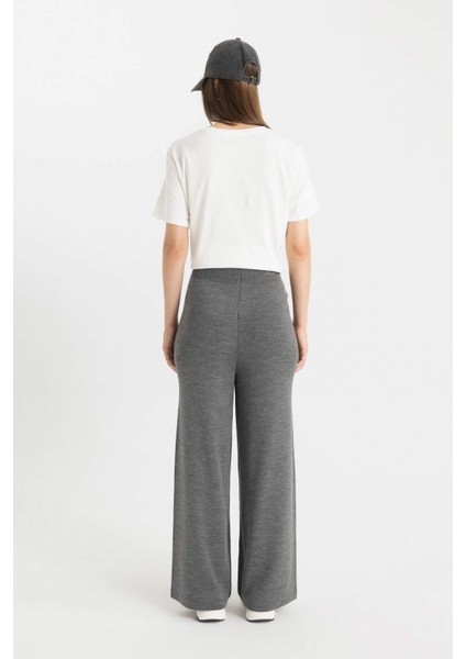 Relax Fit Triko Pantolon Basic Düz Beli Lastikli Geniş Paça V0088AZ24AU