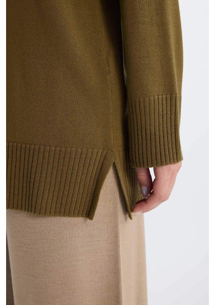 Regular Fit Bisiklet Yaka Basic Düz Triko Kazak Tunik C4474AX24AU
