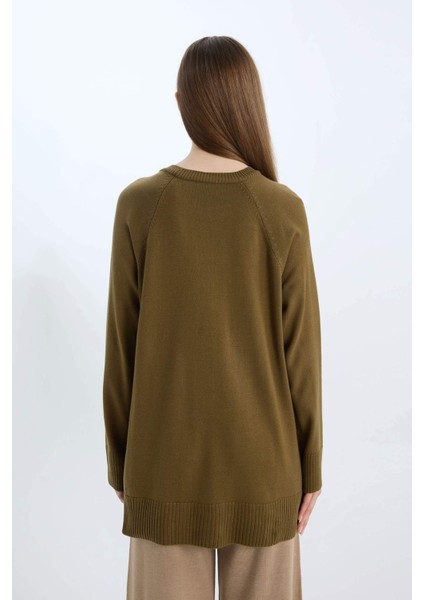 Regular Fit Bisiklet Yaka Basic Düz Triko Kazak Tunik C4474AX24AU