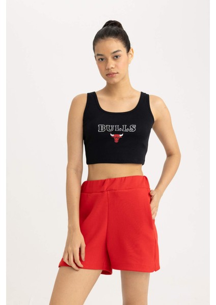 Fit NBA Chicago Bulls Crop Bisiklet Yaka Atlet B9961AX24SM