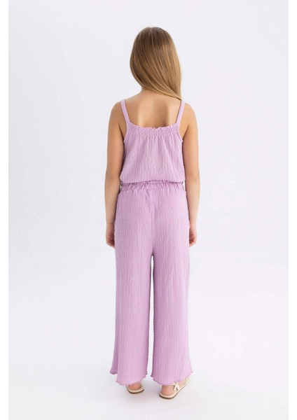 Kız Çocuk Wide Leg Geniş Bol Paça Beli Lastikli Bürümcük Pantolon C5372A824SM