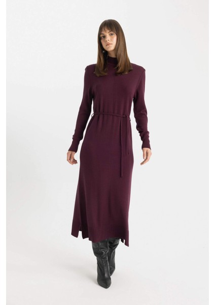 Regular Fit Yarım Balıkçı Yaka Maxi Triko Elbise A9807AX24WN