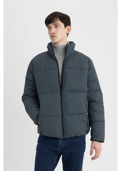 Su Geçirmez Slim Fit Dar Kesim Dik Yaka Astarlı Fermuarlı Rüzgar Geçirmez Şişme Mont C5631AX24WN