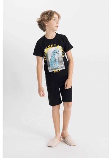 Erkek Çocuk Baskılı Pijama Takımı Kısa Kollu Üst Şort C5499A824SM