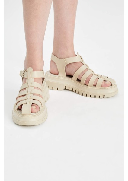 Kadın Yüksek Taban Suni Deri Sandalet C3725AX24SM