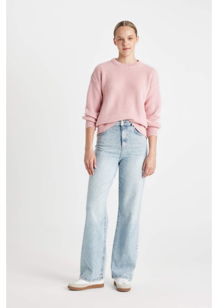 Regular Fit Bisiklet Yaka Selanik Kumaş Basic Düz Triko Kazak H6905AZ24WN