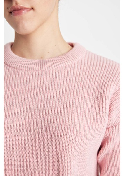 Regular Fit Bisiklet Yaka Selanik Kumaş Basic Düz Triko Kazak H6905AZ24WN