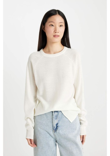 Regular Fit Yumuşak Dokulu Bisiklet Yaka Basic Düz Triko Kazak I6913AZ24WN