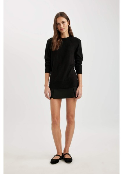 Yumuşak Dokulu Bisiklet Yaka Reglan Kol Basic Düz Triko Kazak I6913AZ24WN