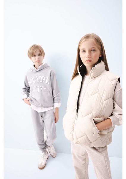 Kız Çocuk Su İtici Dik Yaka Şişme Çift Taraflı Fermuarlı Kapitone Şişme Yelek C4972A824AU