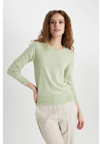 Regular Fit Yumuşak Dokulu Bisiklet Yaka Basic Düz Triko Kazak F7091AZ24WN