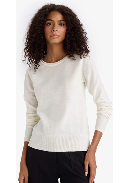 Regular Fit Yumuşak Dokulu Bisiklet Yaka Basic Düz Triko Kazak F7091AZ24WN