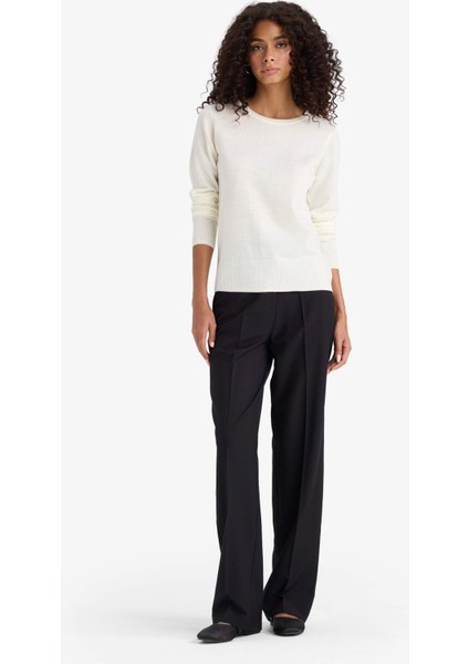 Regular Fit Yumuşak Dokulu Bisiklet Yaka Basic Düz Triko Kazak F7091AZ24WN