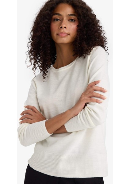 Regular Fit Yumuşak Dokulu Bisiklet Yaka Basic Düz Triko Kazak F7091AZ24WN