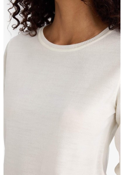 Regular Fit Yumuşak Dokulu Bisiklet Yaka Basic Düz Triko Kazak F7091AZ24WN