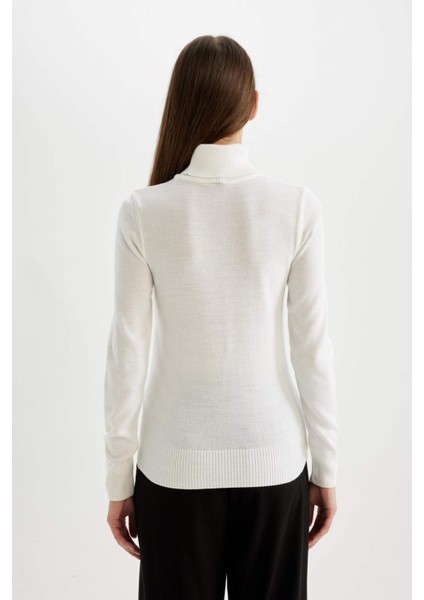 Regular Fit Yumuşak Dokulu Balıkçı Yaka Basic Düz Triko Kazak