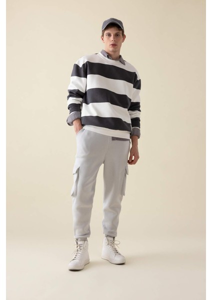 Regular Fit Jogger Eşofman Altı Kargo Cepli Basic Düz Beli Bağcıklı Lastikli Paça Y5533AZ24AU