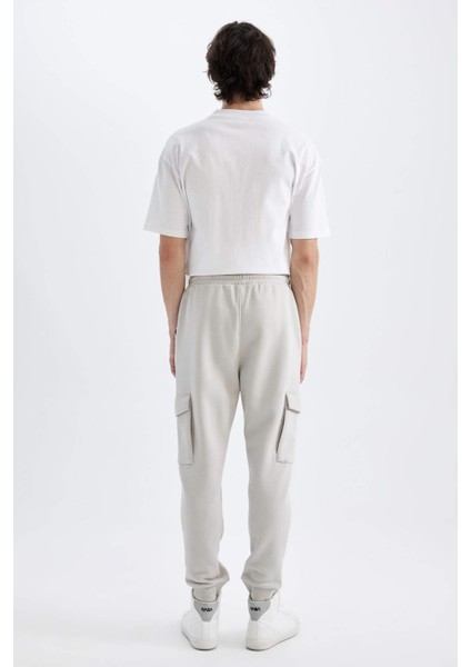 Regular Fit Jogger Eşofman Altı Kargo Cepli Basic Düz Beli Bağcıklı Lastikli Paça Y5533AZ24AU