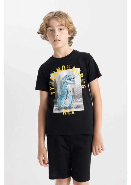 Erkek Çocuk Baskılı Pijama Takımı Kısa Kollu Üst Şort C5499A824SM