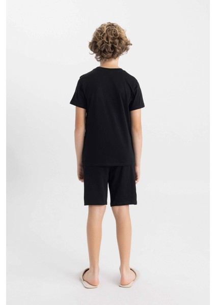 Erkek Çocuk Baskılı Pijama Takımı Kısa Kollu Üst Şort C5499A824SM