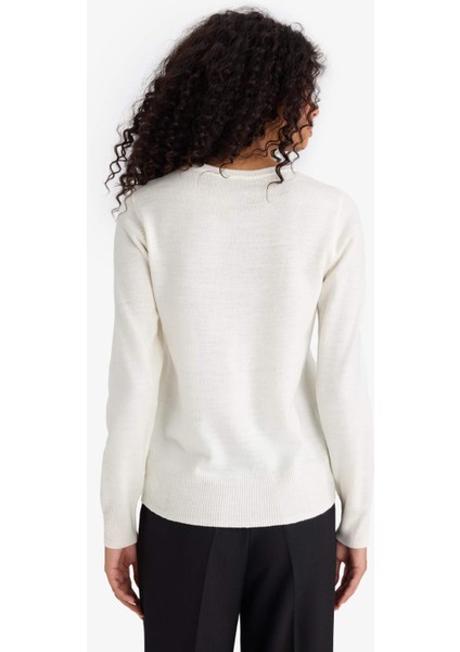 Regular Fit Yumuşak Dokulu Bisiklet Yaka Basic Düz Triko Kazak F7091AZ24WN