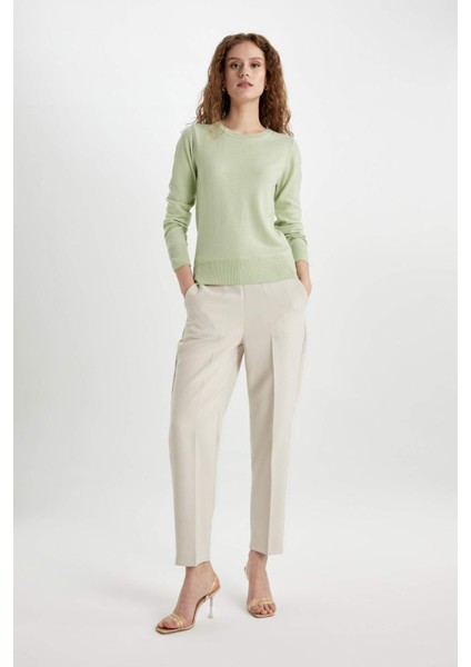 Regular Fit Yumuşak Dokulu Bisiklet Yaka Basic Düz Triko Kazak F7091AZ24WN