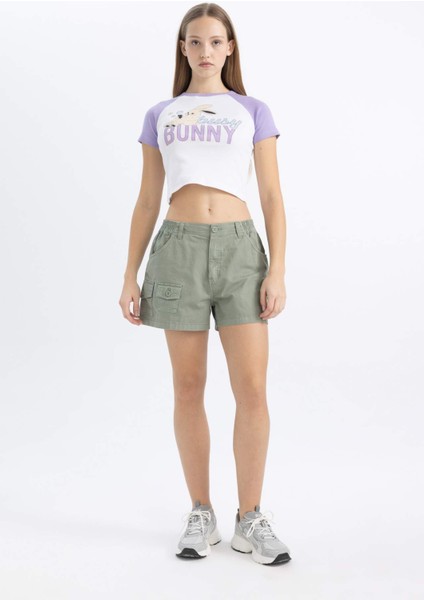 Coool Fitted Bisiklet Yaka Baskılı Fitilli Kaşkorse Kısa Kollu Tişört C5721AX24SM