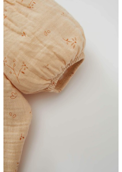 Kız Bebek Yenidoğan Çiçekli Çıtçıtlı Müslin Elbise C5091A524SM