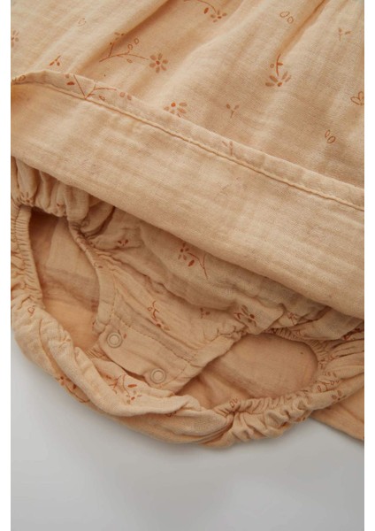 Kız Bebek Yenidoğan Çiçekli Çıtçıtlı Müslin Elbise C5091A524SM