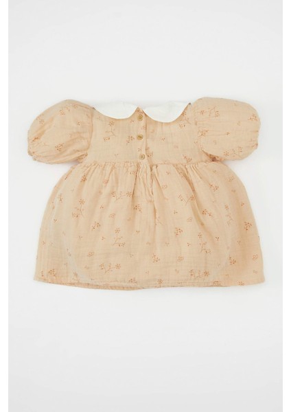 Kız Bebek Yenidoğan Çiçekli Çıtçıtlı Müslin Elbise C5091A524SM
