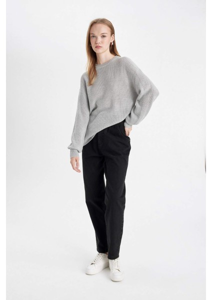 Regular Fit Bisiklet Yaka Selanik Kumaş Basic Düz Triko Kazak H6905AZ24WN