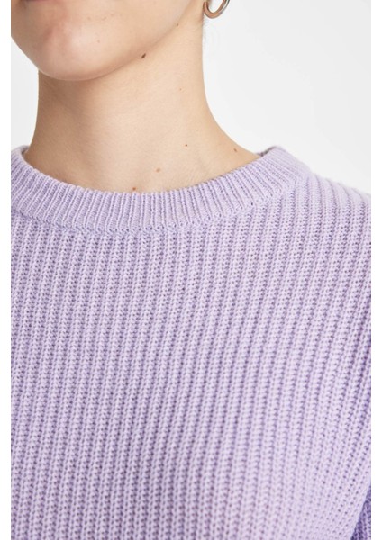 Regular Fit Bisiklet Yaka Selanik Kumaş Basic Düz Triko Kazak H6905AZ24WN