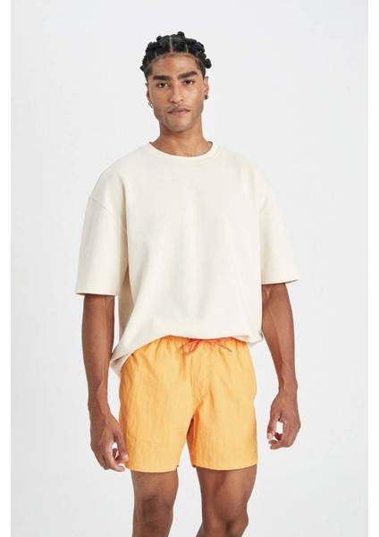 Yıkamalı File Astarlı Kısa Boy Deniz Şortu C0316AX24HS