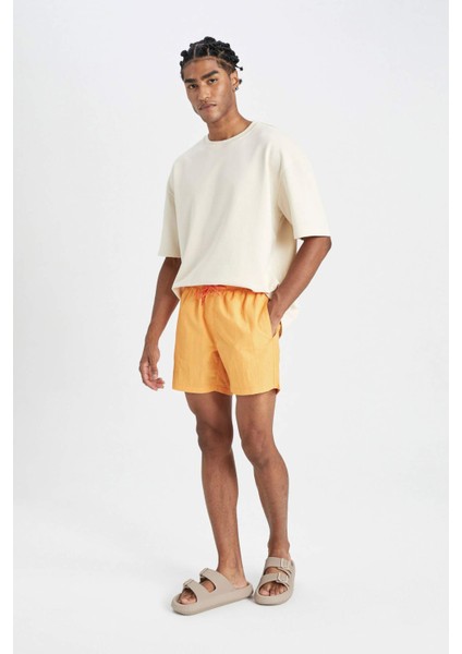 Yıkamalı File Astarlı Kısa Boy Deniz Şortu C0316AX24HS