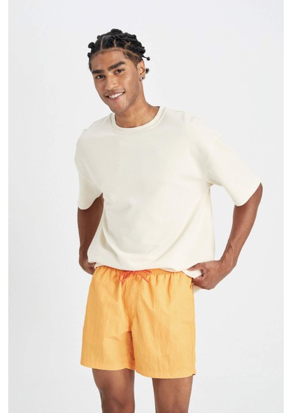 Yıkamalı File Astarlı Kısa Boy Deniz Şortu C0316AX24HS