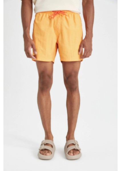 Yıkamalı File Astarlı Kısa Boy Deniz Şortu C0316AX24HS