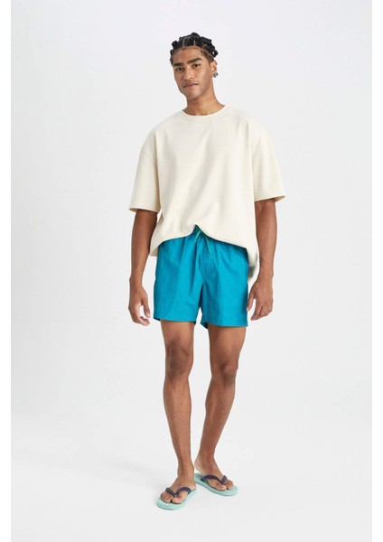 Yıkamalı File Astarlı Kısa Boy Deniz Şortu C0316AX24HS